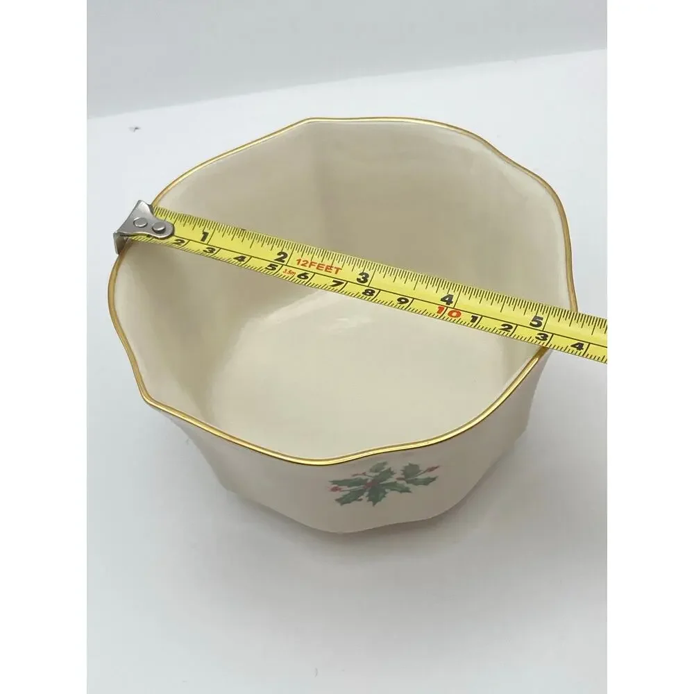 Lenox Holly Berry (Special) Gold Rim Small Octagon Bowl